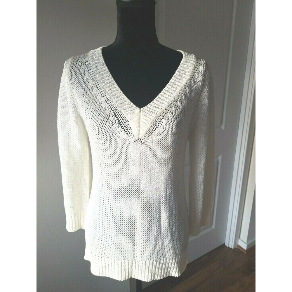 Marina Rinaldi cream yarn knit top Sz S. new with tags.